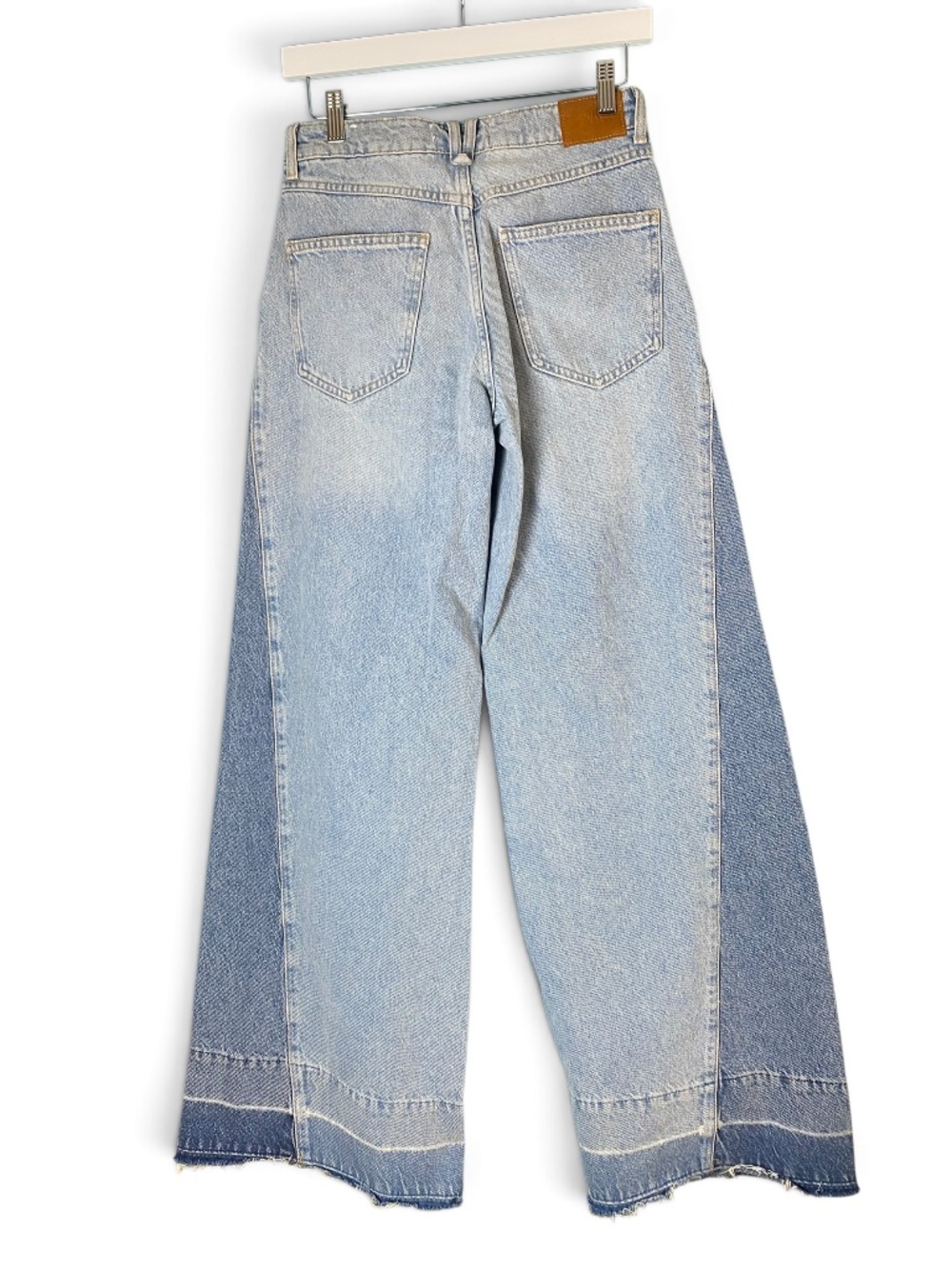 Zara Z1975 High Waist Wide Leg Combined Two tone Jeans Size 2 - Picture 4 of 10